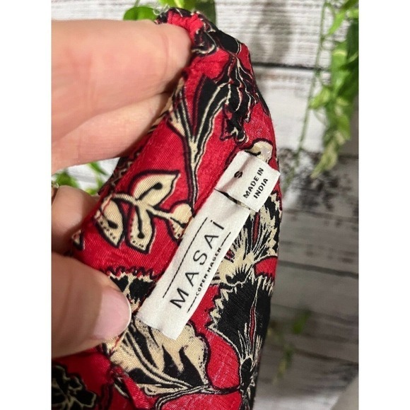 Masai Copenhagen Dress Small Medium Red Blue Floral Lagenlook Wedding Church - Picture 13 of 13